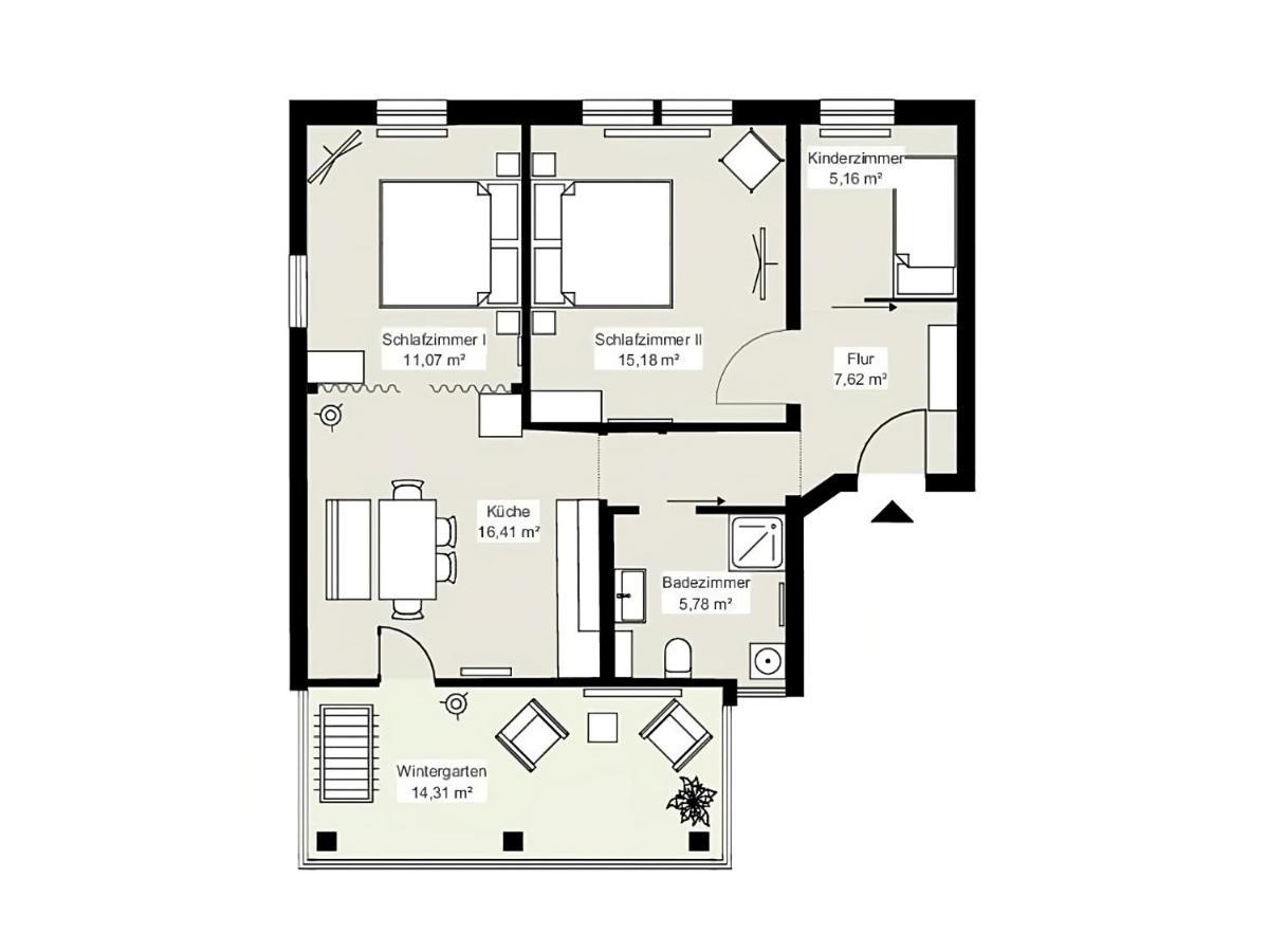 Bunter Hund - Zentrales Apartment, Parkplatz, Wintergarten, Kinderzimmer
